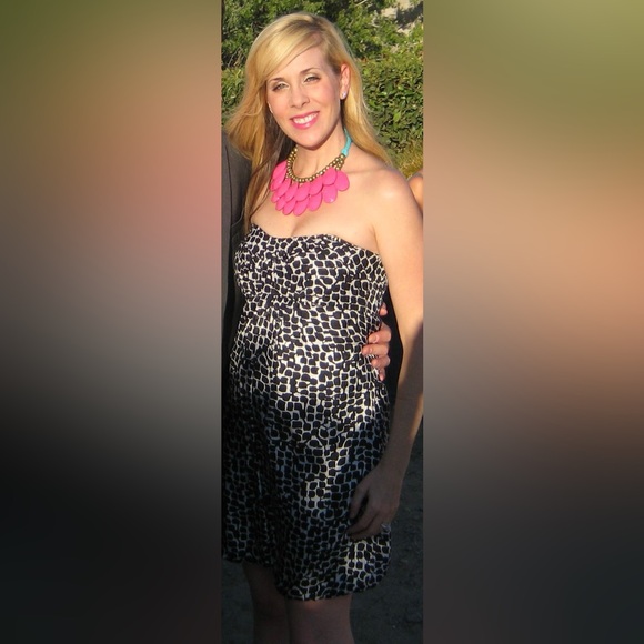 White House Black Market Strapless Silk Dotted Bubble Mini Dress Size 2 - Picture 12 of 13